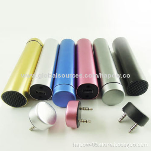 Power Bank for iPhone and Other Smartphones, 2W Mini Speaker, 3,500mAh Battery/Metal Housing